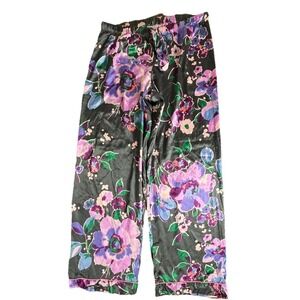 Victoria's Secret PJ Pants Womens Medium Black Floral Botanical Glam Regencycore